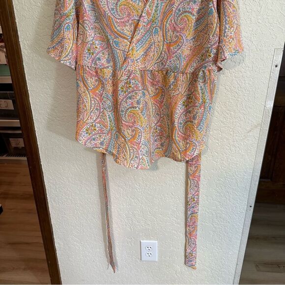 SHEIN VCAY Plus-Size Vacation Casual‎ Paisley Print Short-Sleeved Shirt Size 4X - Picture 8 of 10